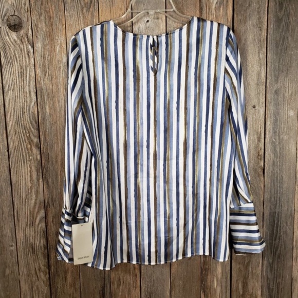 ZARA Striped Mix Print Satin-Feel Blouse - Picture 6 of 11
